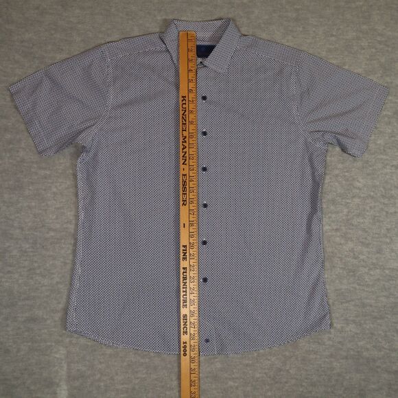 David Donahue Geometric Print Short Sleeve Shirt Mens L Blue White Casual Summer - Picture 5 of 5